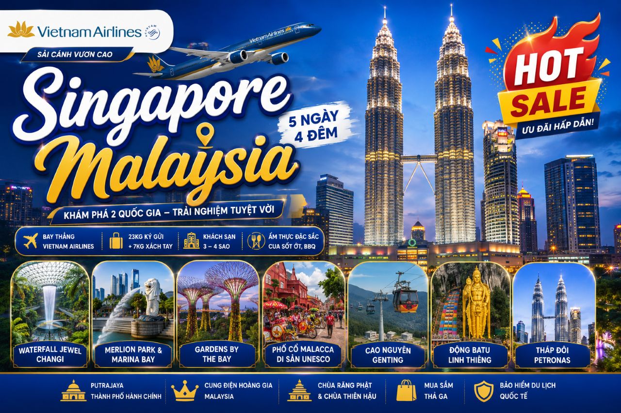 tour singapore malaysia 5n4d vietnam airlines thang 7.2026