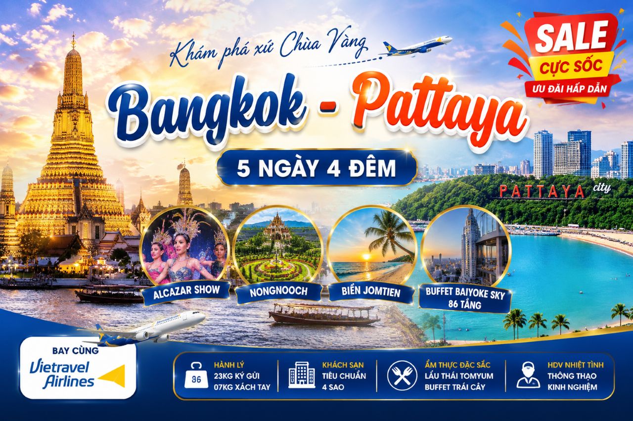 tour thai lan bangkok pattaya 5n4d bay vietravel airlines thang 6.2026
