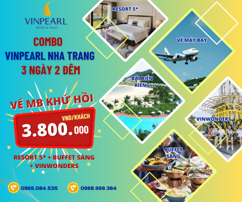 Combo Vinpearl Nha Trang bao gồm vé máy bay khứ hồi từ Hà Nội hoặc Tp. Hồ Chí Minh