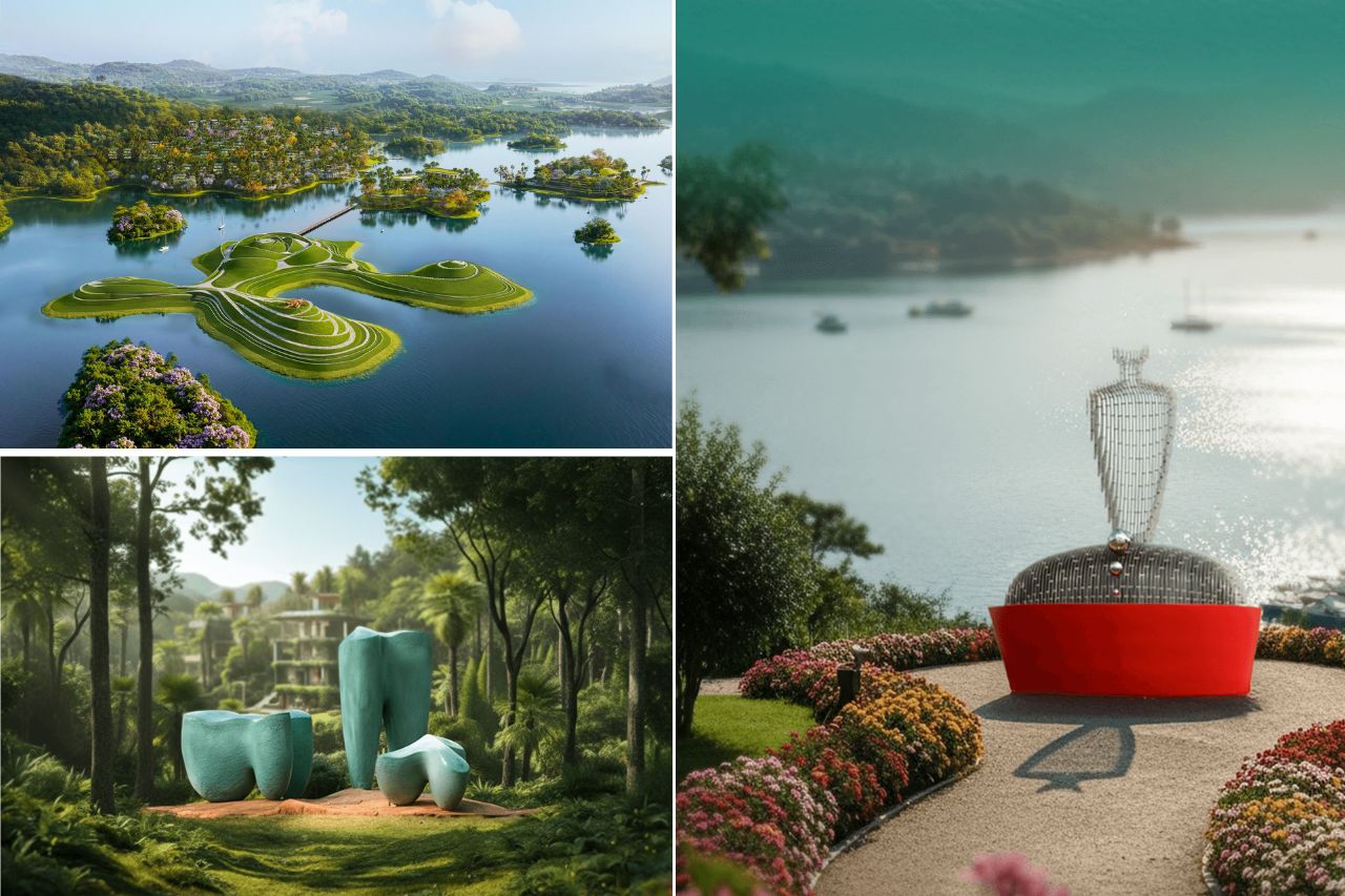 đảo nghệ thuật flamingo hồ núi cốc